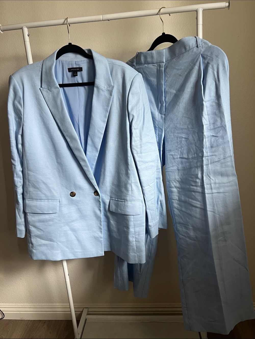 EUC Ann Taylor Light Blue Two-Piece Suit Blazer & Trousers -Blazer 18, Pants 16P